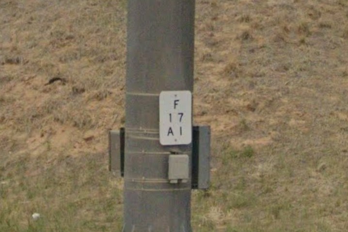 Bridge marker on Interstate overpass