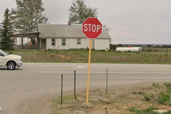 Yellow sign posts