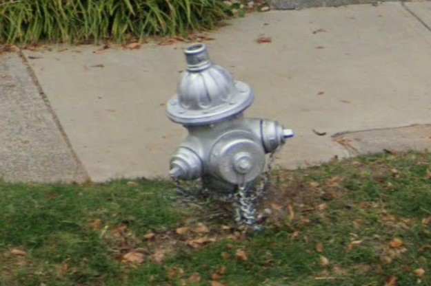 Silver fire hydrants