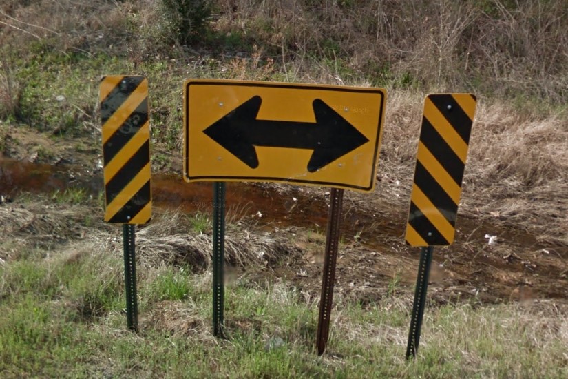 Multiple warning stripes at intersection