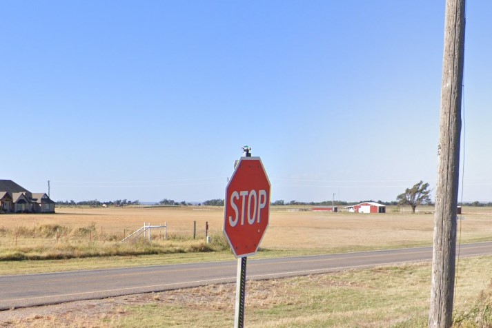 Road sign blown off