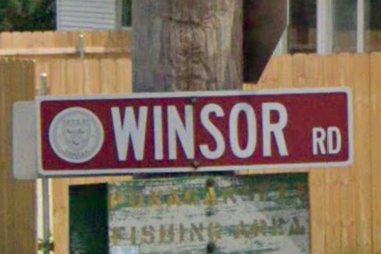 Red street sign in the northeast