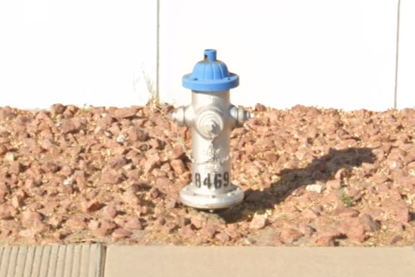 Silver/blue numbered hydrants, El Paso