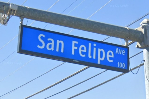Blue street signs